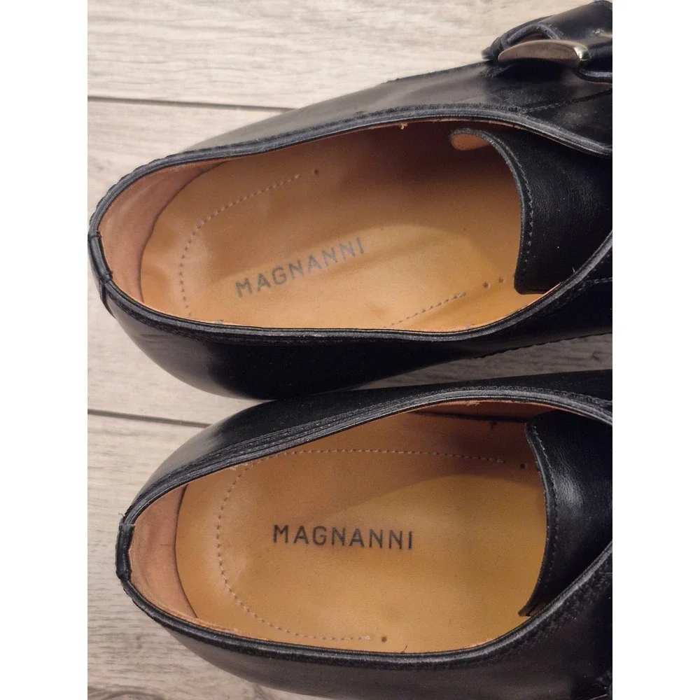 Magnanni Mens Black Leather Single Monk Strap Dress Shoes Made in‎ Spain Sz 11.5